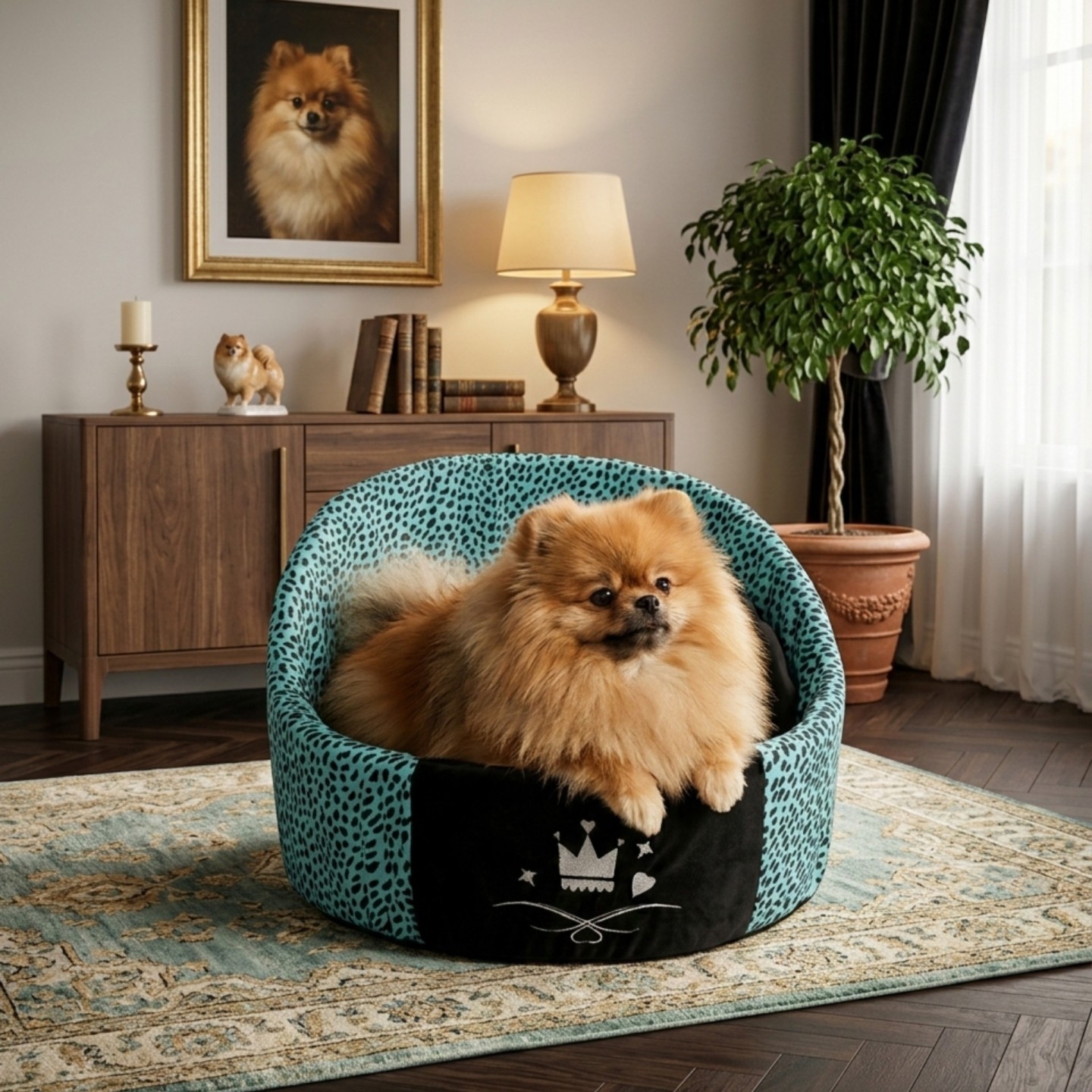 Cuccia Rotonda Animalier Velluto per Cani | Dolce Zampa