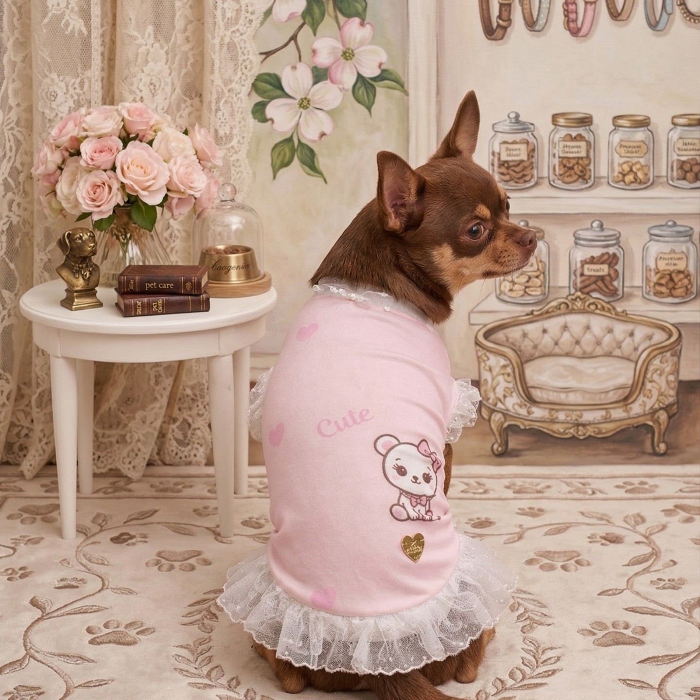 Cute Blushing T-Shirt Cane Piccola Taglia | Jersey Anti-UV Impermeabile