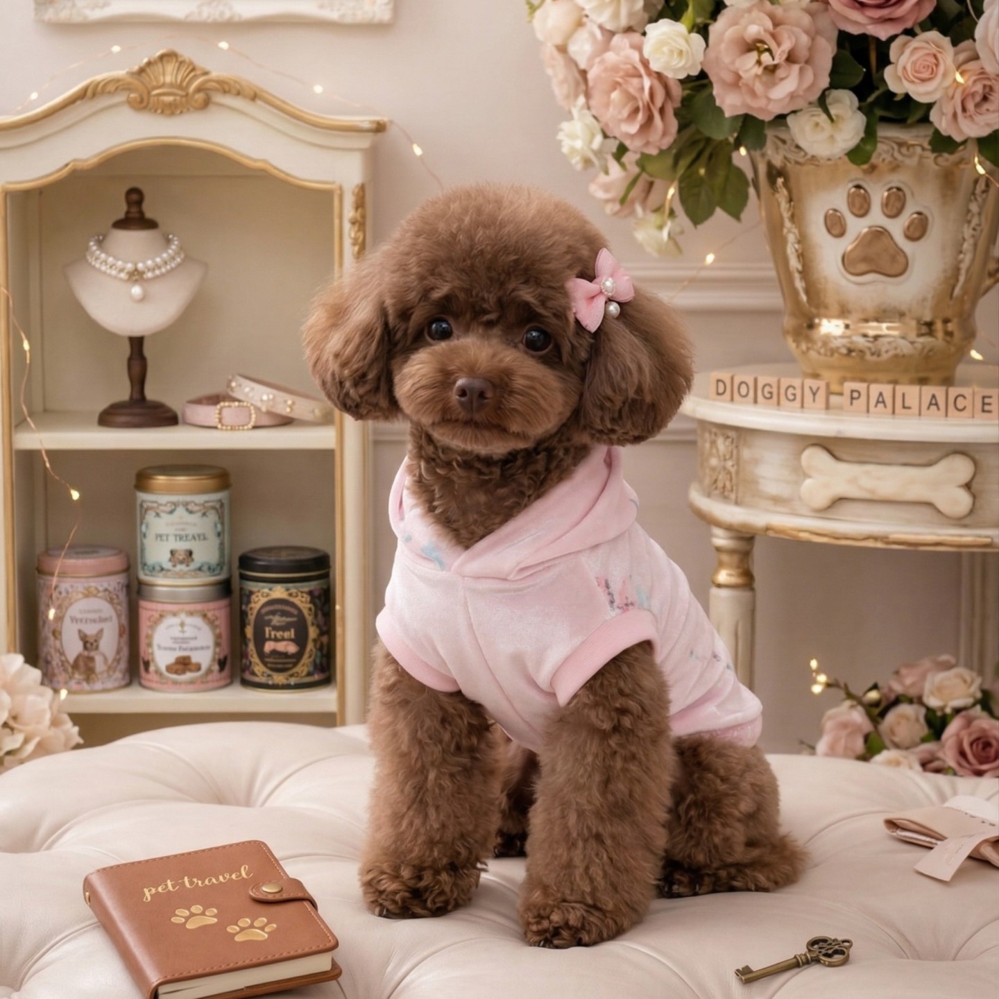 Alice Wonderland Pale Pink Sweatshirt Cane | Ciniglia Pizzo Fiocco Cuoricino