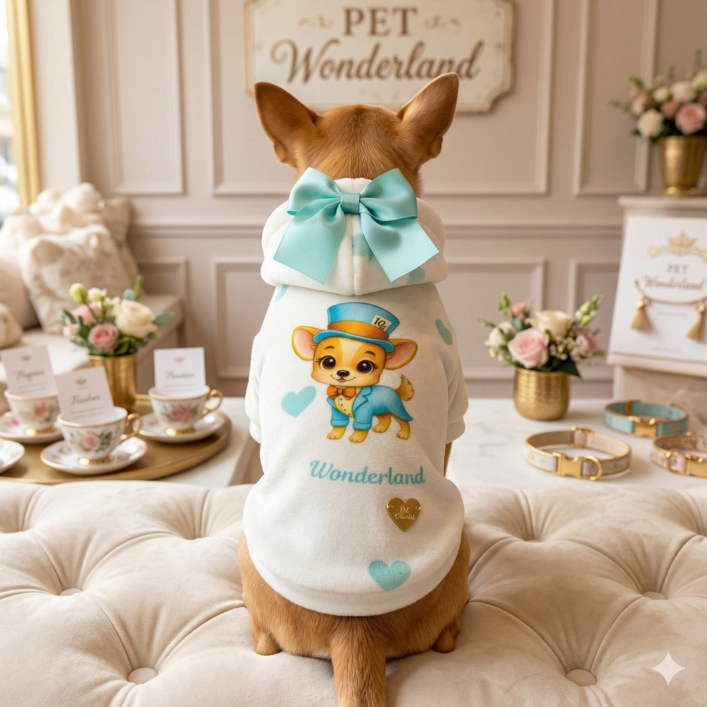 Mad Hatter Tiffany Sweatshirt Cane | Ciniglia Pizzo Fiocco Cuoricino