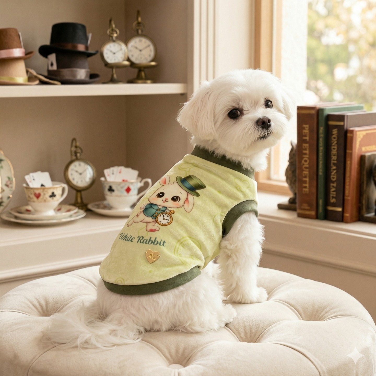 White Rabbit Greenish Sweatshirt Cane | Ciniglia Pizzo