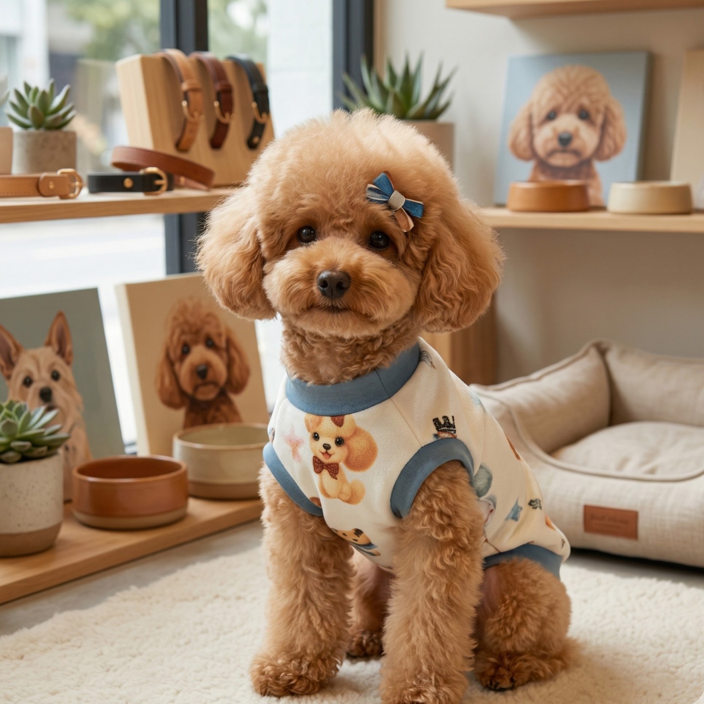 Poodle Blue Sweatshirt Barboncino | Ciniglia Ricamo 3D Pizzo Glitter