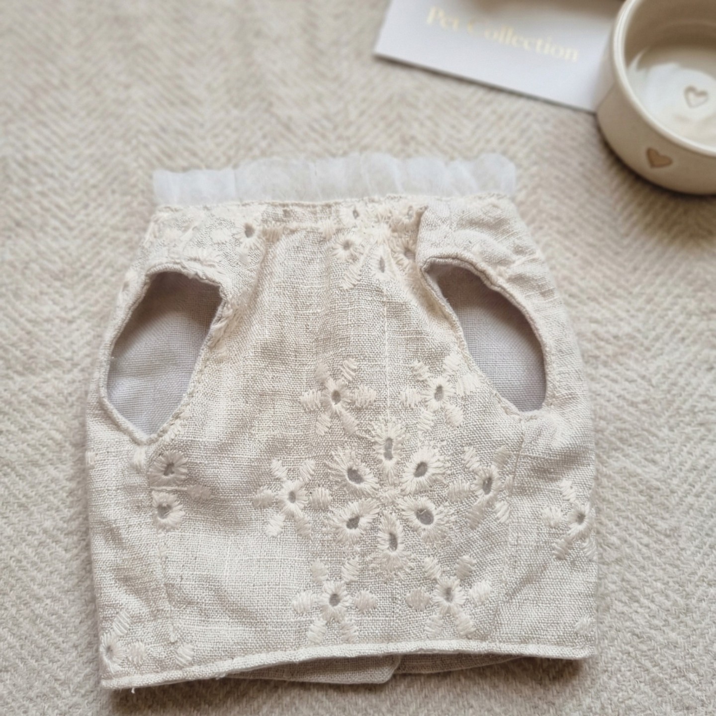 Pettorina Lino Ricamata Cane | Traspirante Velcro Anelli Dorati