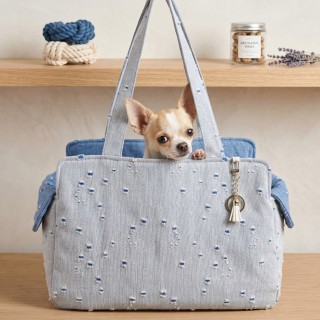 Denim Blue Tote Bag Cane | Trasporto Sicura Cuscino Gancio