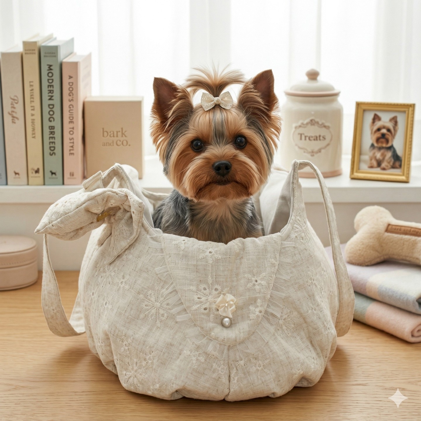 Lilian Linen Bag Cane Ricamata | Trasporto Elegante Gancio