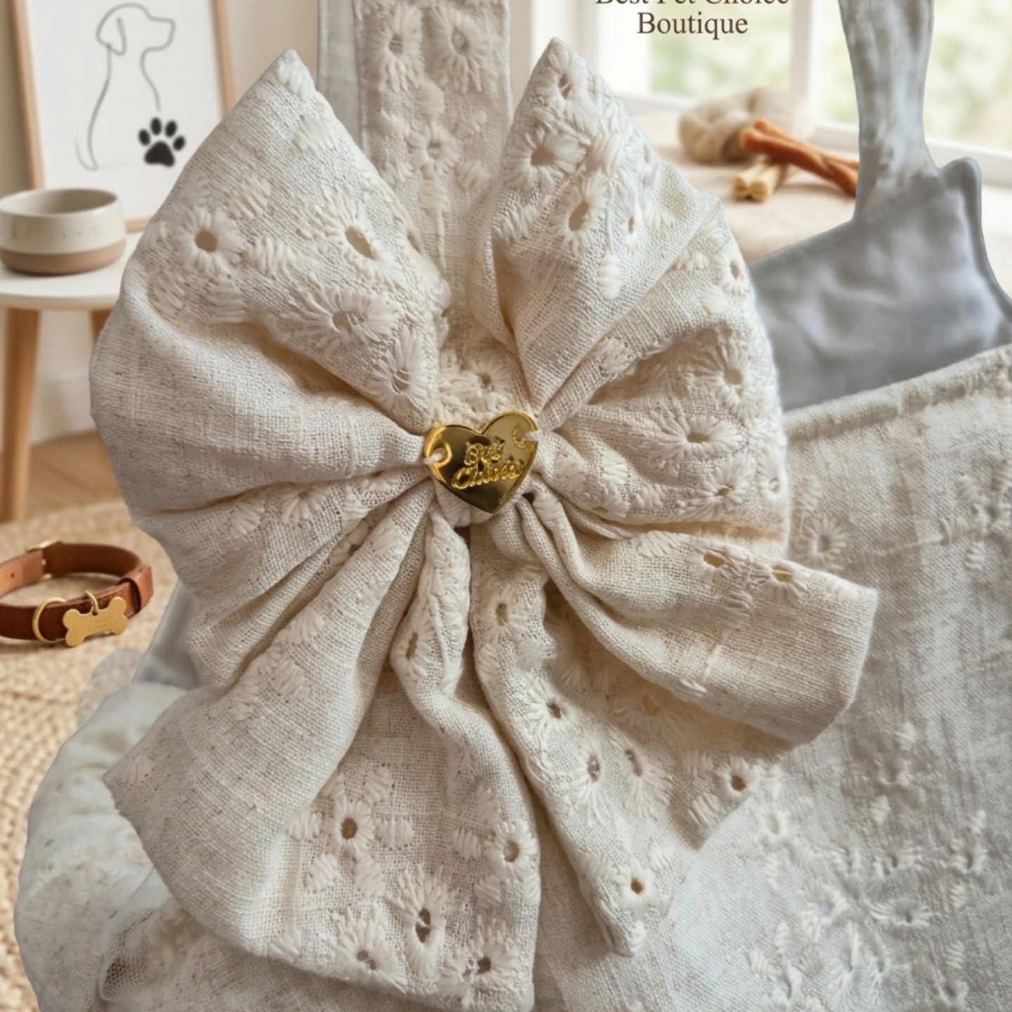 Lilian Linen Bag Cane Ricamata | Trasporto Elegante Gancio