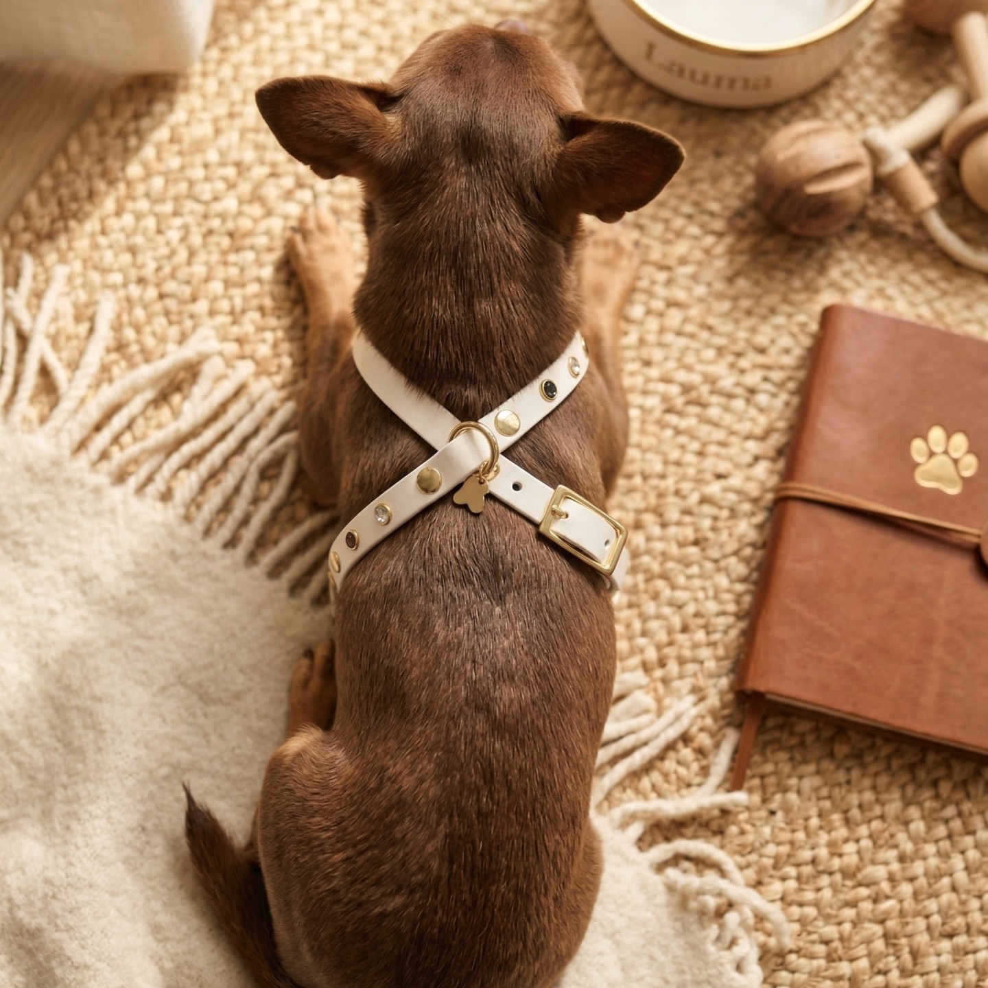 Pettorina per cani Multi Strass Artic Wolf Cane | Biothane Bling