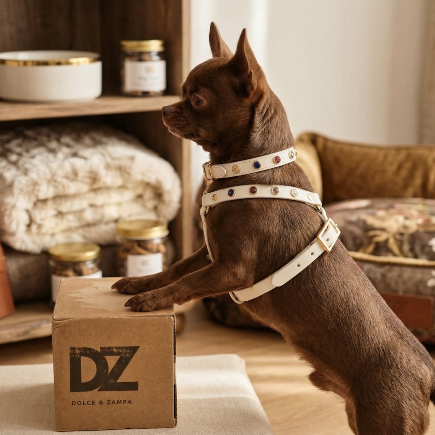 Pettorina per cani Multi Strass Artic Wolf Cane | Biothane Bling