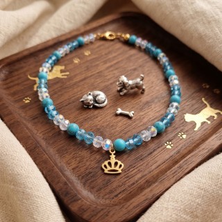 Royal Azure: Collana Luxury per Cani con Turchese e Corona | DocleZampa