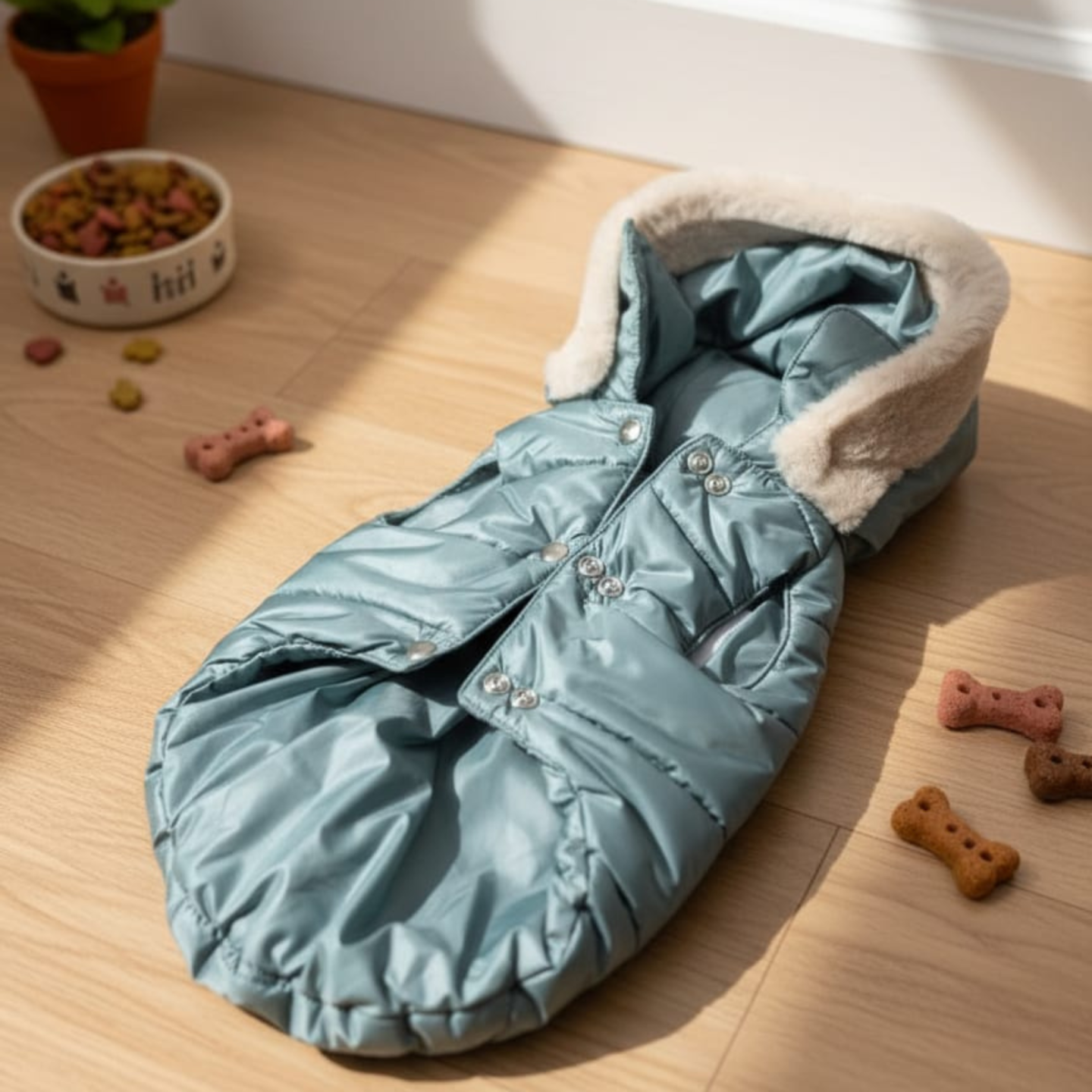 Winter Down Jacket Hoodie Grigio | Piumino Invernale per Cani Elegante e Impermeabile