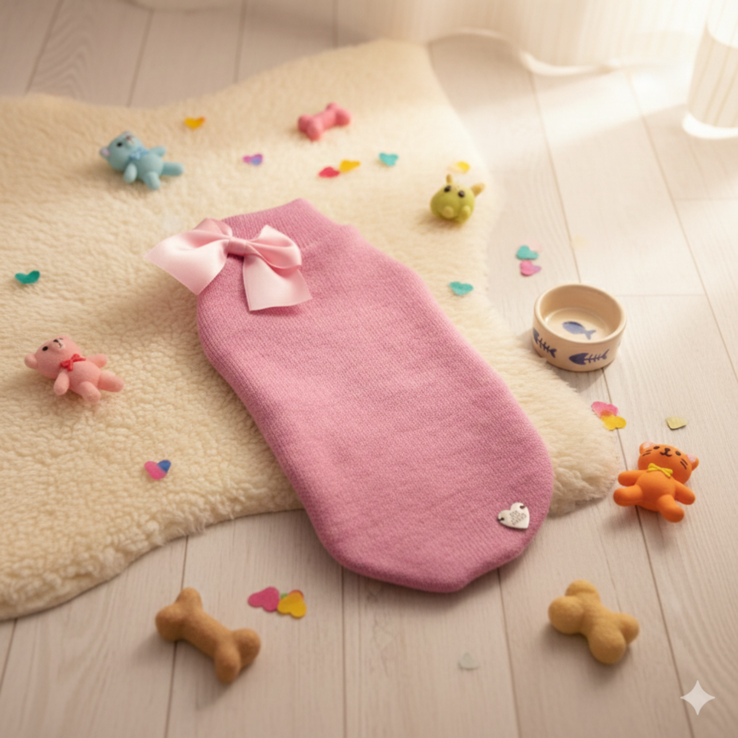 Maglione Giallo Lana Merino Swarovski Cani | Dolce Zampa