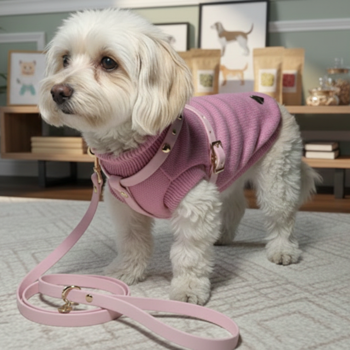 Maglione Giallo Lana Merino Swarovski Cani | Dolce Zampa