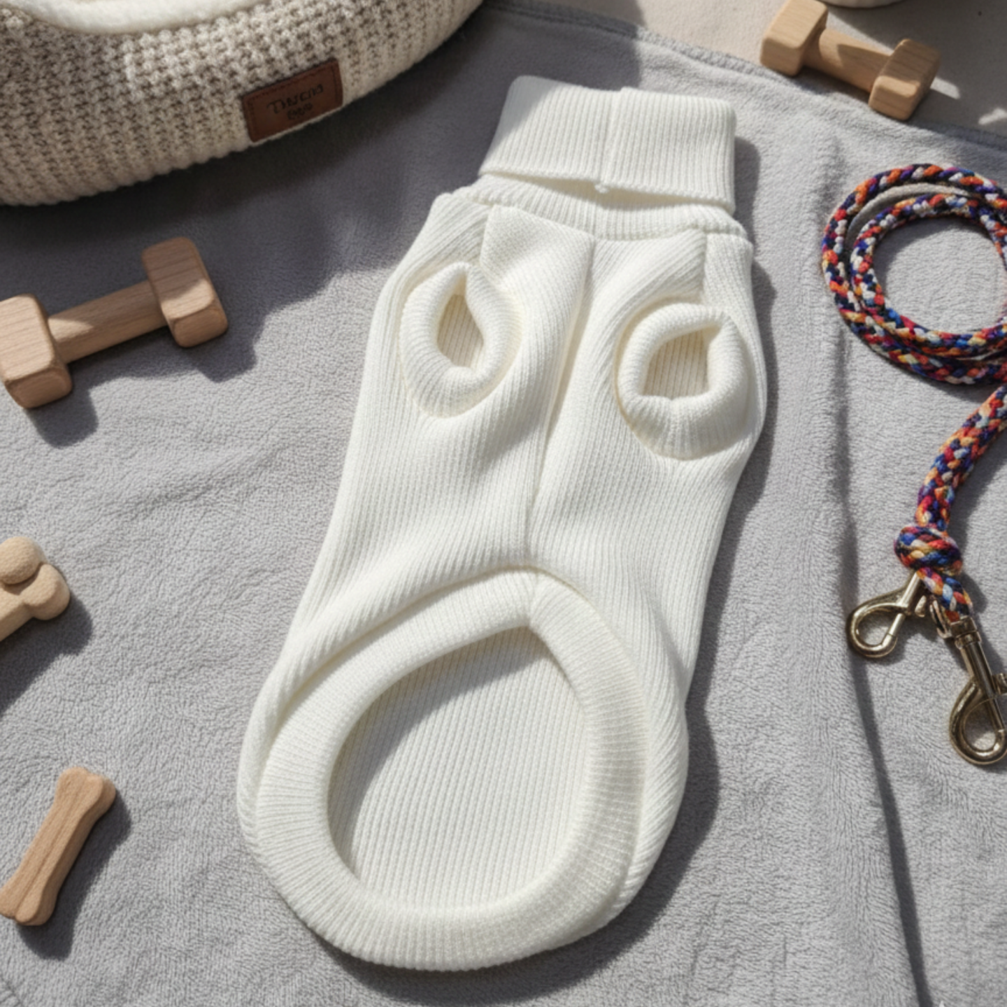 Maglione Bianco Lana Merino per Cani | Dolce Zampa