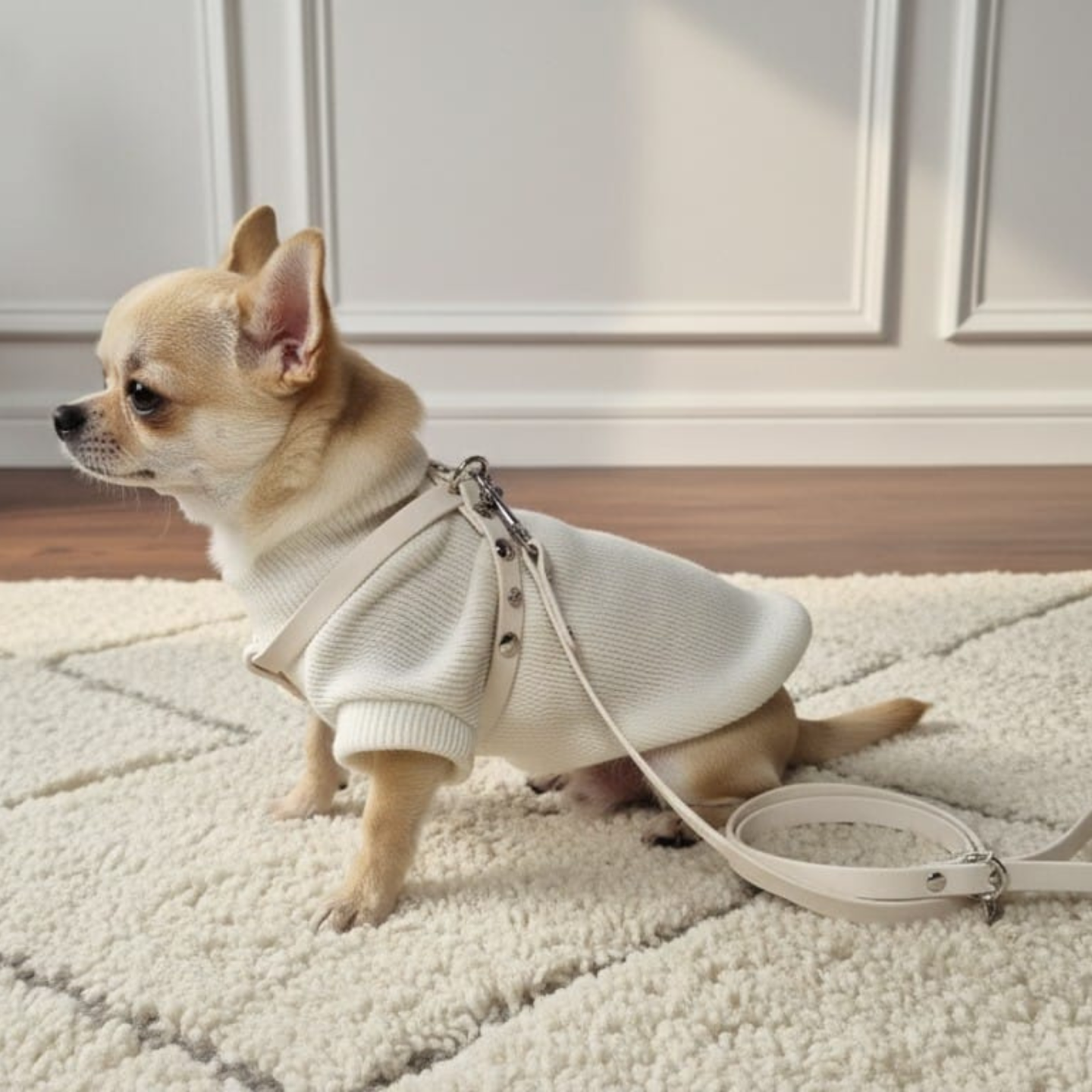 Maglione bianco in lana merino per cani | Classic Rib Dolce & Zampa