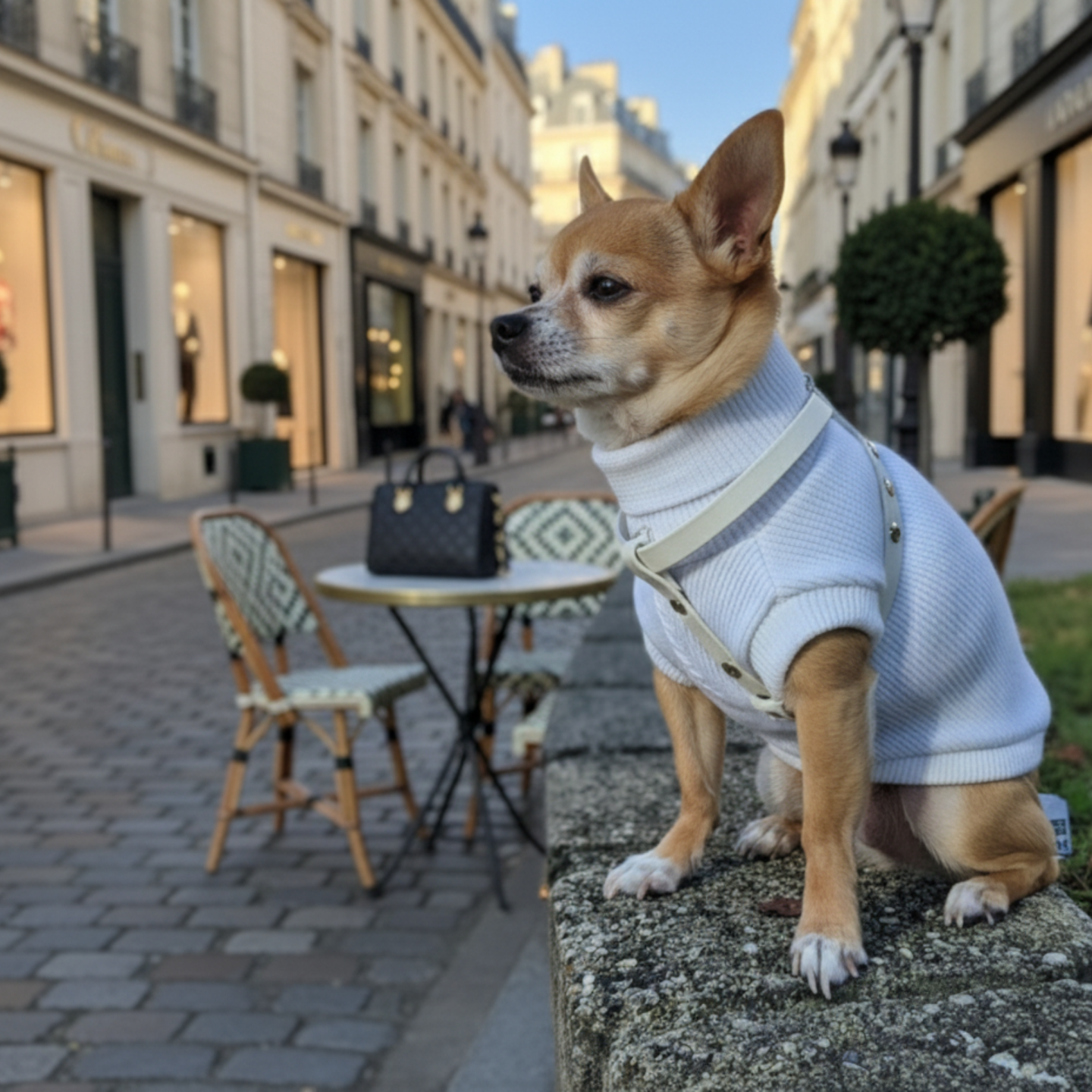 Maglione bianco in lana merino per cani | Classic Rib Dolce & Zampa