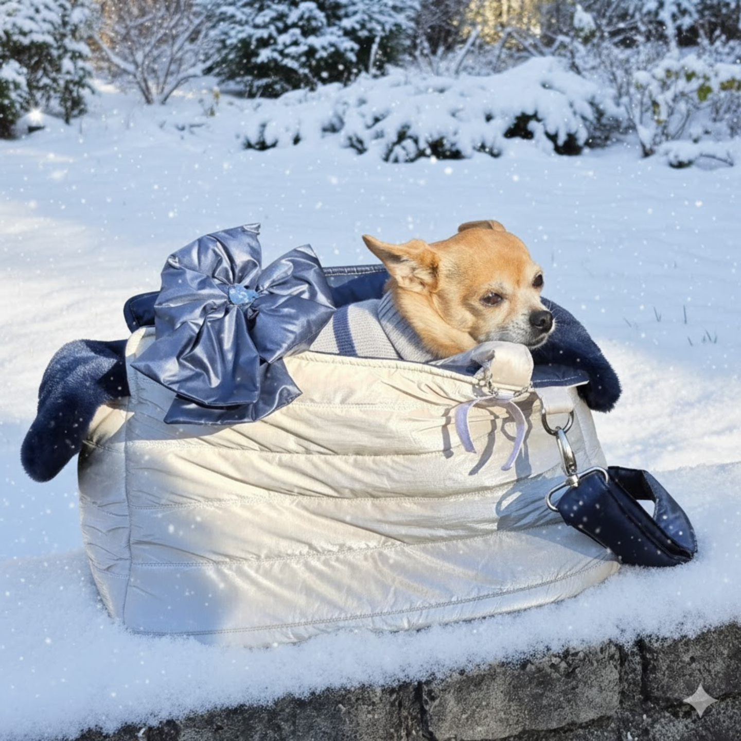 Winter Ice Tote Bag – Borsa invernale trapuntata per cani di piccola taglia | Dolce & Zampa