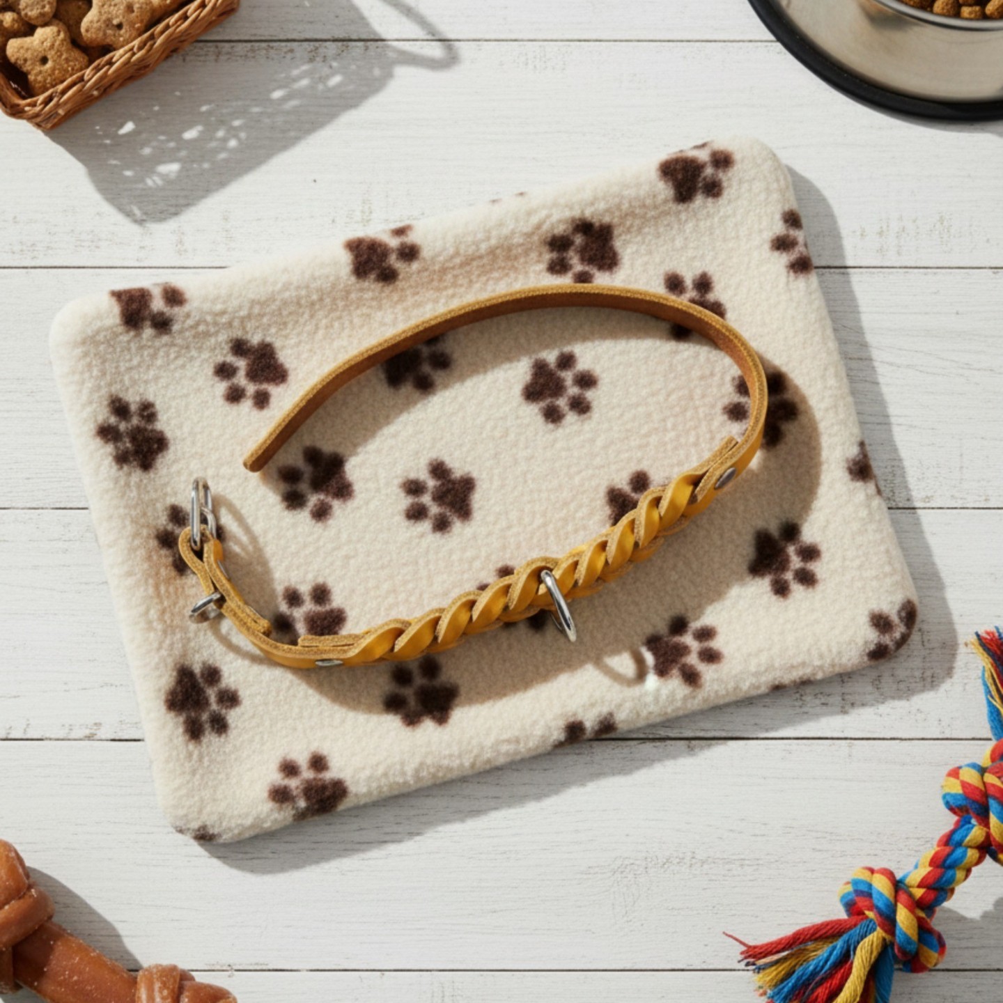 Collare Cuoio Toscano Intrecciato Cani | Dolce Zampa