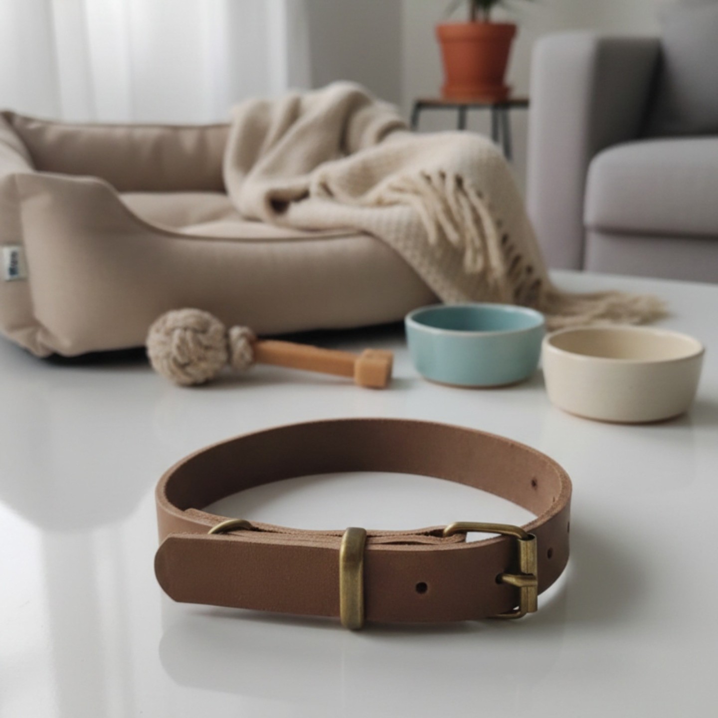 Collare per Cani in Cuoio Toscano Artigianale Liscio