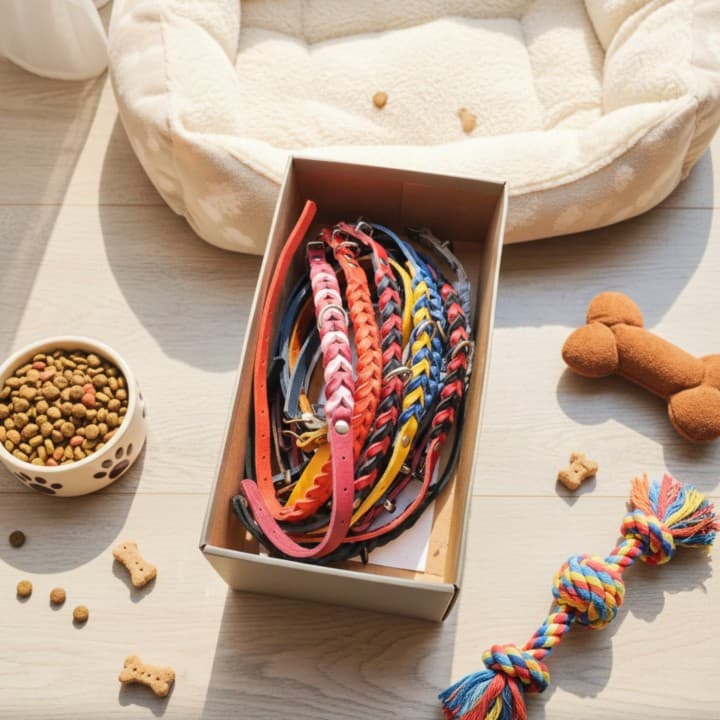 Collare Intrecciato in Cuoio Toscano per Cani