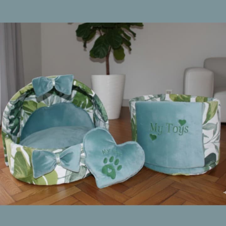 Set Cuccia Tropical con Porta Giochi per Cani
