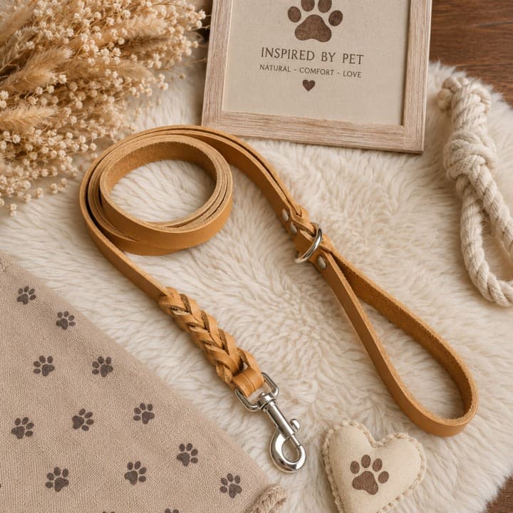 Set Collare e Guinzaglio in Pelle Toscana per Cani