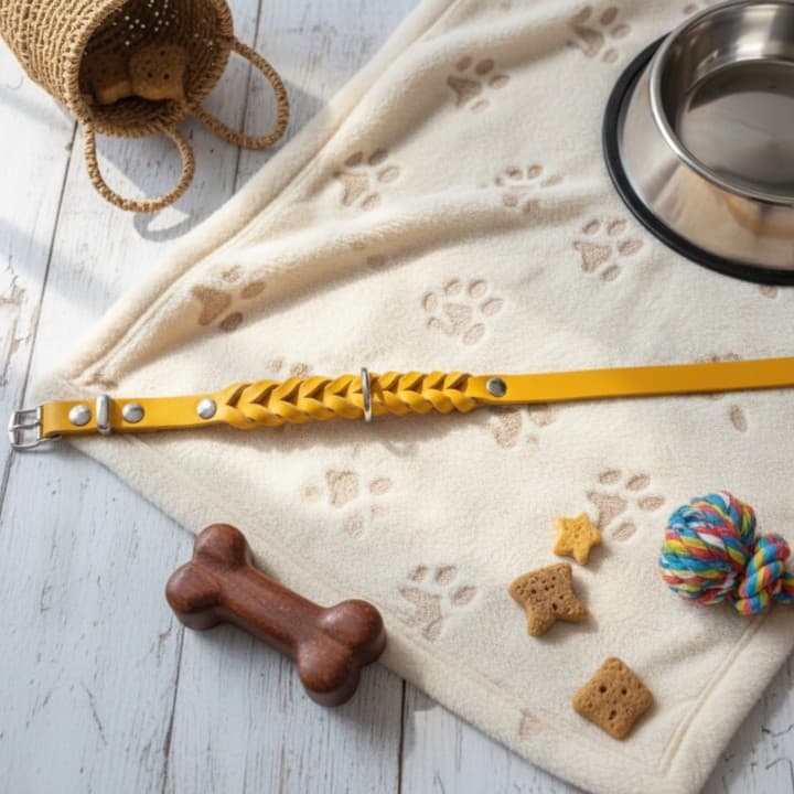 Collare Intrecciato in Cuoio Toscano per Cani