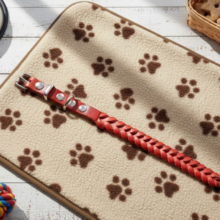 Collare Intrecciato in Cuoio Toscano per Cani