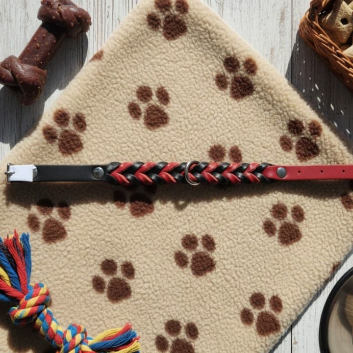 Collare Intrecciato in Cuoio Toscano per Cani