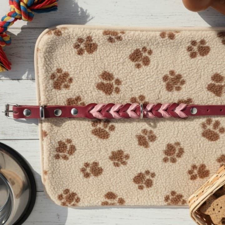 Collare Intrecciato in Cuoio Toscano per Cani