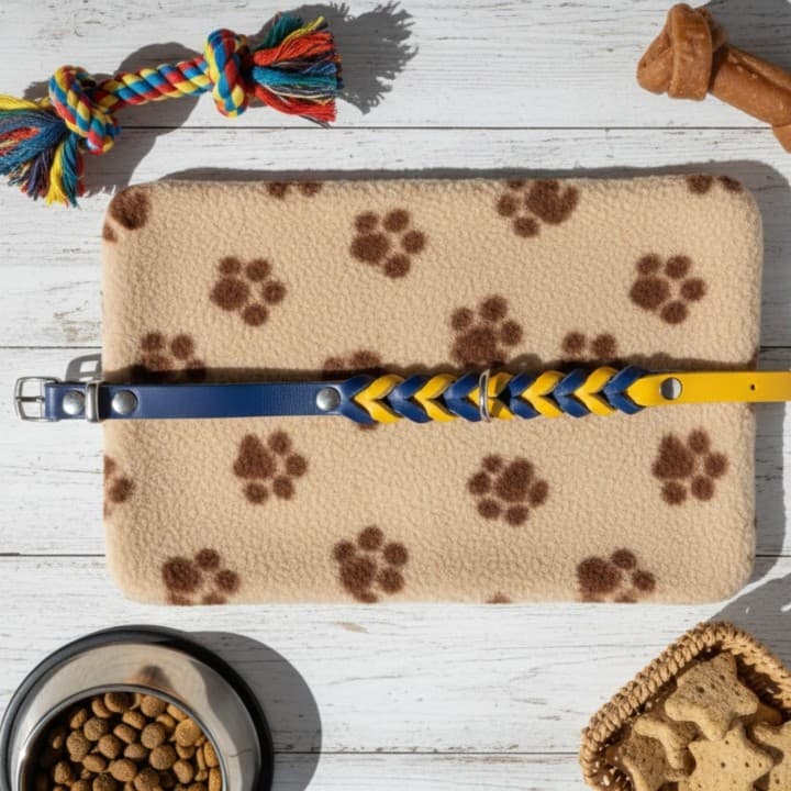 Collare Intrecciato in Cuoio Toscano per Cani