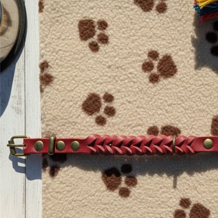 Collare Intrecciato in Cuoio Toscano per Cani