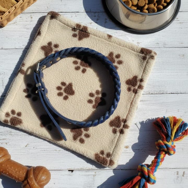 Collare Intrecciato in Cuoio Toscano per Cani