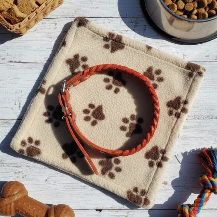Collare Intrecciato in Cuoio Toscano per Cani