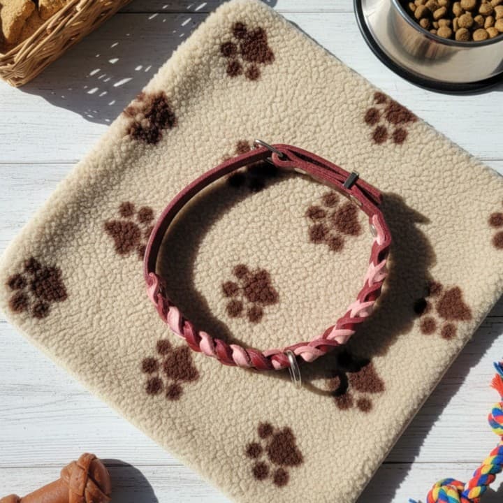 Collare Intrecciato in Cuoio Toscano per Cani