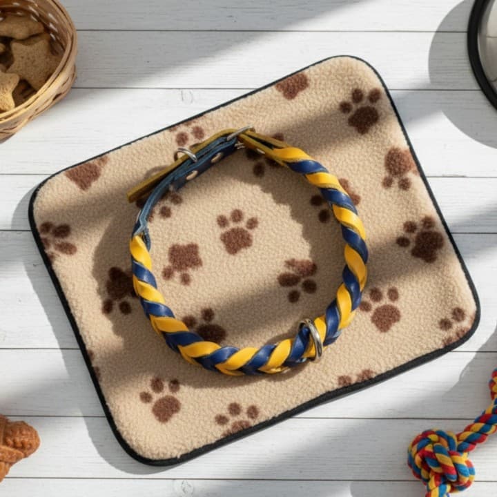Collare Intrecciato in Cuoio Toscano per Cani