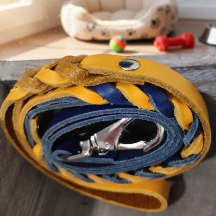 Guinzaglio Intrecciato in Cuoio Toscano per Cani